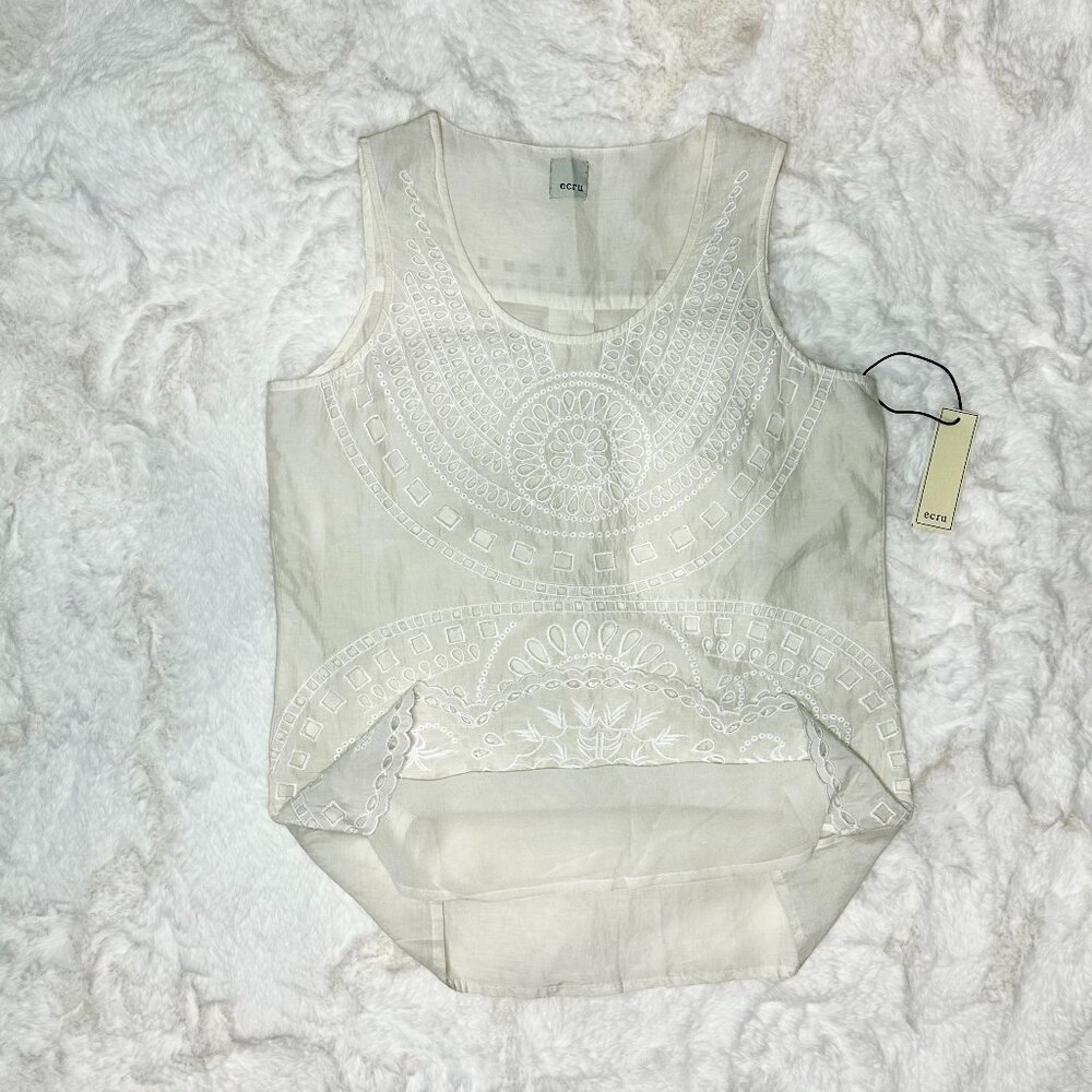 ECRU White Embroidered Top